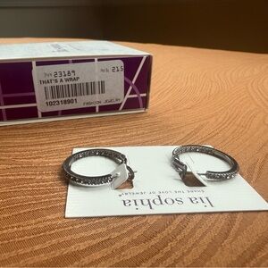 NIB Lia Sophia “That’s a Wrap” hematite hoops